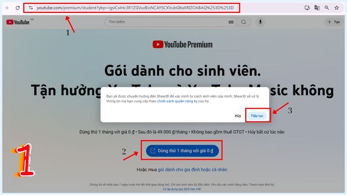 Hướng dẫn đăng ký YouTube Premium cho sinh viên - bước 1