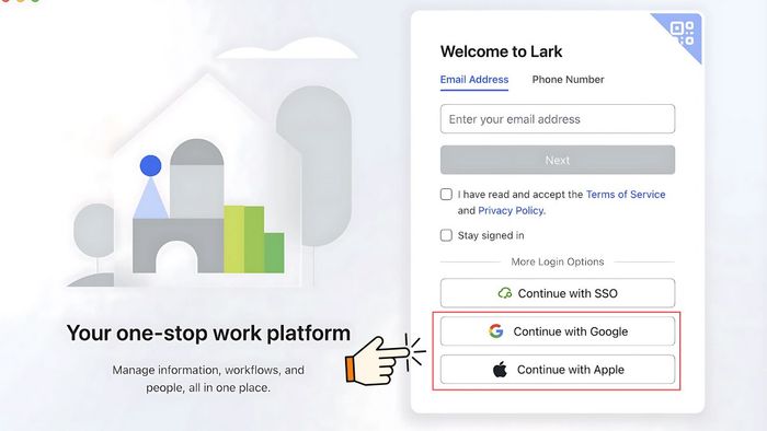Hướng dẫn đăng nhập Lark web bằng Google hoặc Apple - bước 2