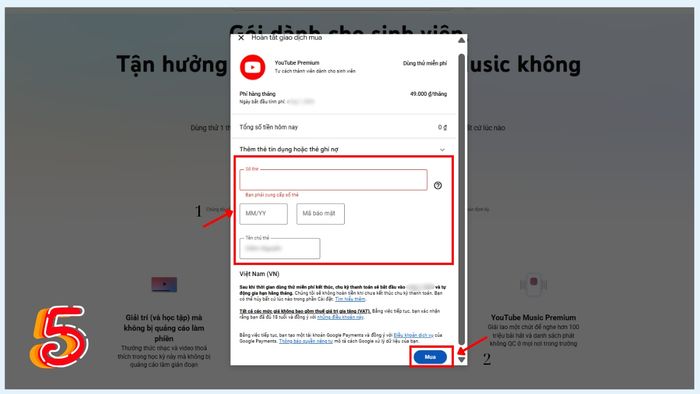 Hướng dẫn đăng ký YouTube Premium cho sinh viên - bước 5