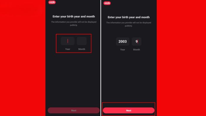 Hướng dẫn chi tiết cách tải và đăng ký tài khoản trên RedNote, bước 3 là nhập thông tin cá nhân.