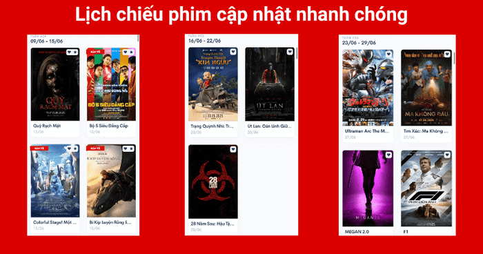 Cập nhật thông tin lịch chiếu phim nhanh chóng và tiện lợi tại Mytour