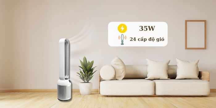 Công suất làm mát 35W, 24 cấp độ gió trên quạt PBF-307S-DC