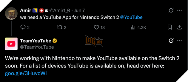 YouTube Đang Tiến Hành Cập Nhật Đưa Ứng Dụng Lên Switch 2