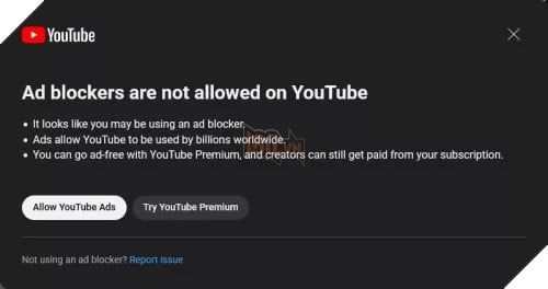 Thông báo từ YouTube gửi đến người dùng