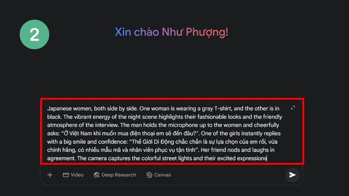 Hướng dẫn sử dụng Veo 3 để tạo video bằng Gemini - bước 2
