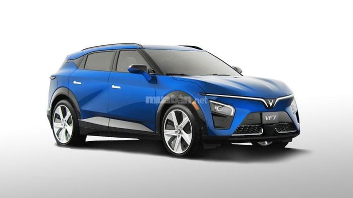 VinFast VF7 màu xanh dương đầy nổi bật.