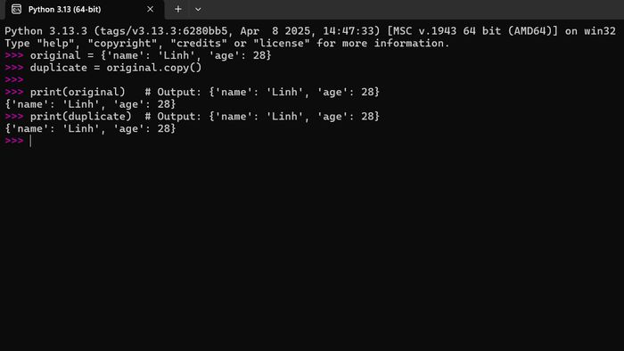 Các phương thức phổ biến của Dict trong Python 1