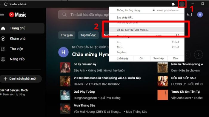 Cách gỡ YouTube Music khỏi PC qua Google Chrome