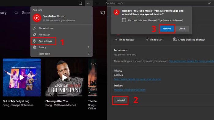 Cách gỡ YouTube Music khỏi PC qua Microsoft Edge