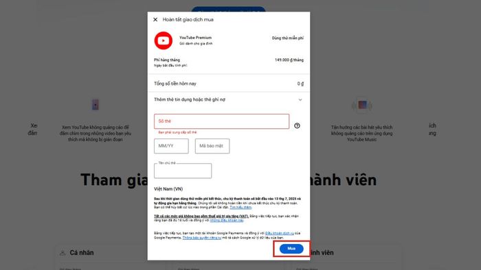 Hướng dẫn đăng ký YouTube Premium Family giá ưu đãi - bước 3