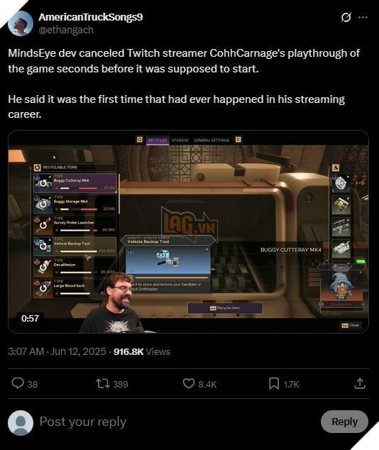 Streamer CohnCarnage bất ngờ phải tạm dừng stream MindsEye