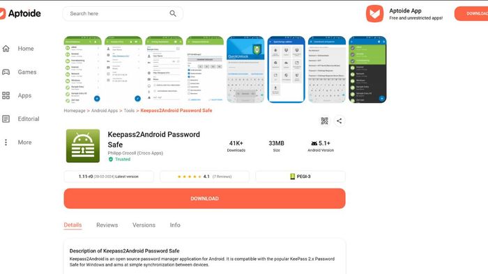 Trình quản lý mật khẩu Keepass2android Password Safe