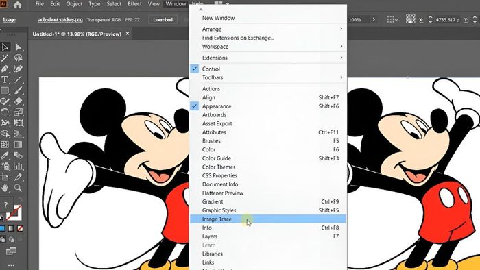 Hướng dẫn đơn giản sử dụng Image Trace trong AI bước 2