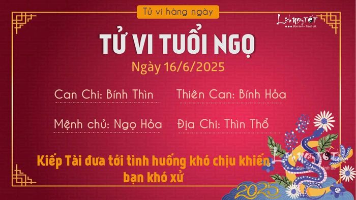 Tử vi trọn ngày 16/6/2025 của 12 con giáp - Tuổi Ngọ