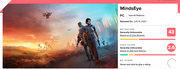 MindsEye bị chấm điểm thấp nhất năm trên Metacritic