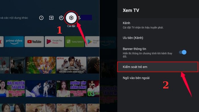 Cách khóa YouTube trên tivi Sony - bước 1