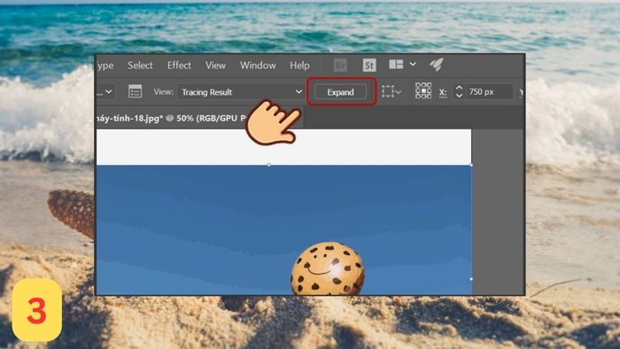 Bước 3 xóa nền bằng Image Trace trong AI