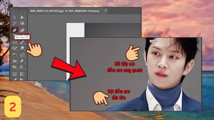 Bước 2 xóa nền bằng Pen Tool và Clipping Mask trong AI
