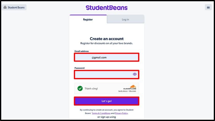 Hướng dẫn cụ thể cách đăng ký tài khoản StudentBeans