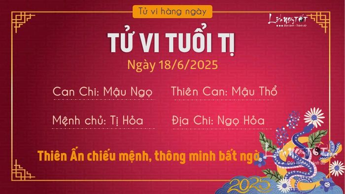 Tử vi hàng ngày 18/6/2025 của tuổi Tị