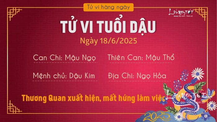 Tử vi hàng ngày tuổi Dậu ngày 18/6/2025