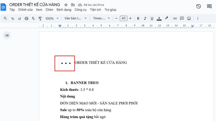 tạo dấu chấm (...) nhanh chóng bằng phím tắt trong Google Docs cách 2