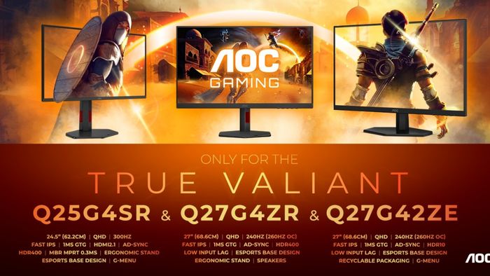 AOC vừa chính thức ra mắt ba mẫu màn hình gaming QHD thuộc series G4/G42