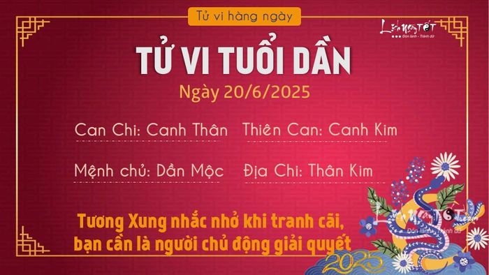 Tử vi hàng ngày 20/6/2025 của 12 con giáp - Dần