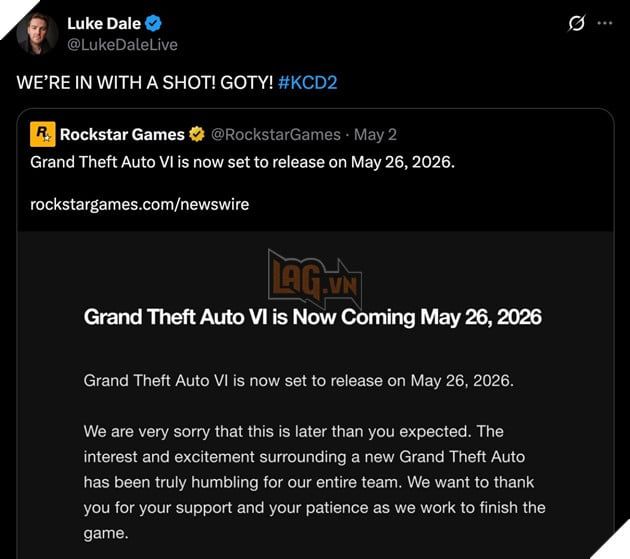 Luke Dale hạnh phúc trước thông tin GTA 6 bị hoãn phát hành