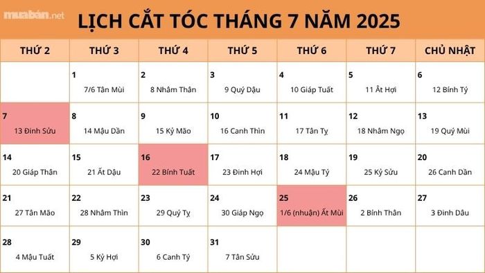 Những ngày kiêng kỵ cắt tóc trong tháng 7/2025