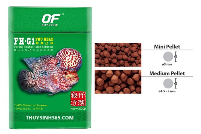 Hình ảnh minh họa thức ăn OF Pro Head phiên bản 2 cho cá La Hán
