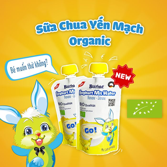 Hình ảnh sữa chua yến mạch Burine Organic đầy dinh dưỡng