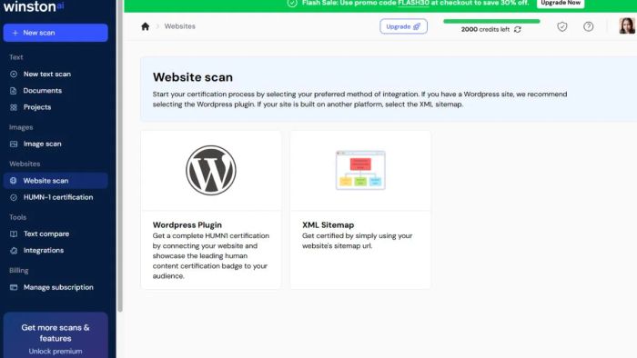 Hướng dẫn sử dụng tính năng Website cơ bản của Winston AI