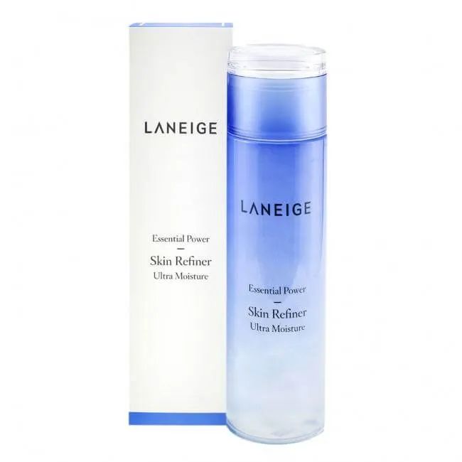 Laneige Essential Power Skin Refiner Moisture - Bước toner dưỡng ẩm biểu tượng với hình ảnh minh họa sống động