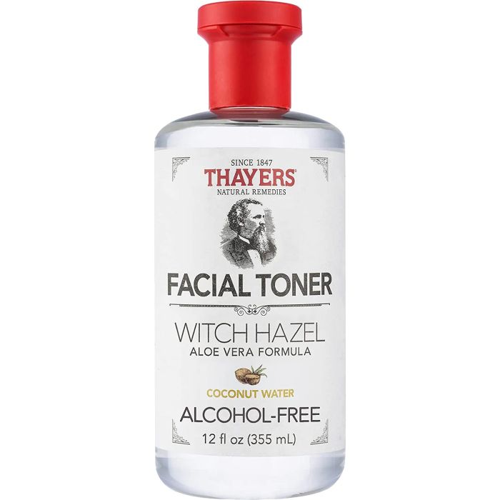 Thayers Alcohol Free Coconut Water Witch Hazel Toner ảnh 1 - Hình ảnh chân thực về chai toner thiên nhiên với thiết kế cổ điển