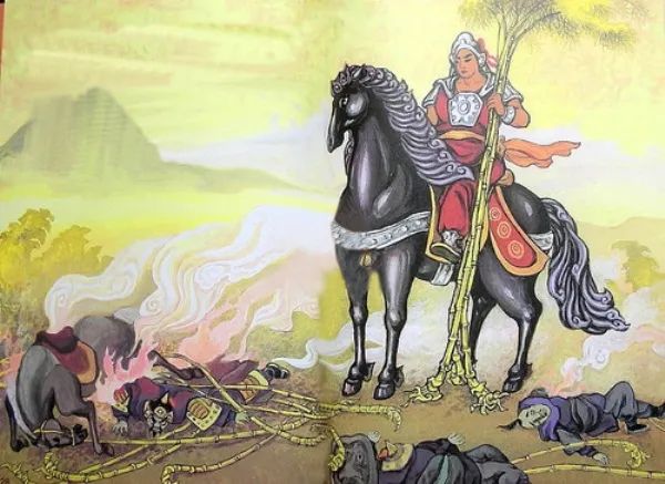 Tranh minh họa: Thánh Gióng trở về thiên đình (Nguồn: Sưu tầm)