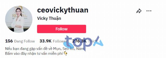 Kênh Tiktok CEO Vicky Thuận - Nữ doanh nhân tiên phong trong lĩnh vực thẩm mỹ cao cấp