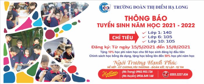 Khuôn viên xanh mát của Trường Đoàn Thị Điểm Hạ Long