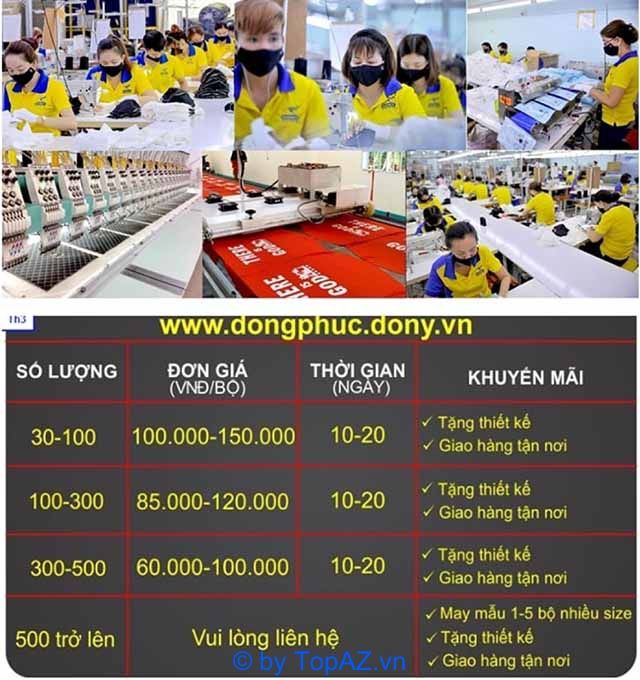 DONY - Bảng giá in áo thun đồng phục tại xưởng TPHCM