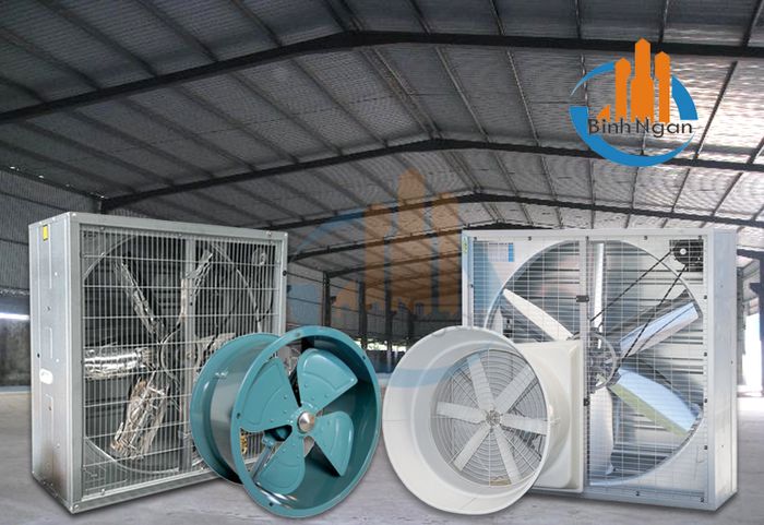 Hình ảnh hệ thống quạt công nghiệp Bình Ngân đang vận hành