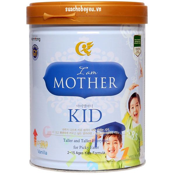 Hình ảnh sữa I am Mother Kid - thiết kế hộp sang trọng, màu sắc tươi sáng