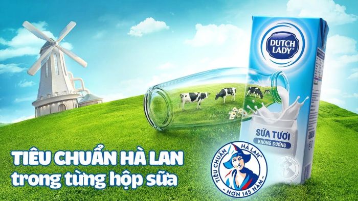 Hình ảnh đóng gói sữa tươi Dutch Lady tiện lợi