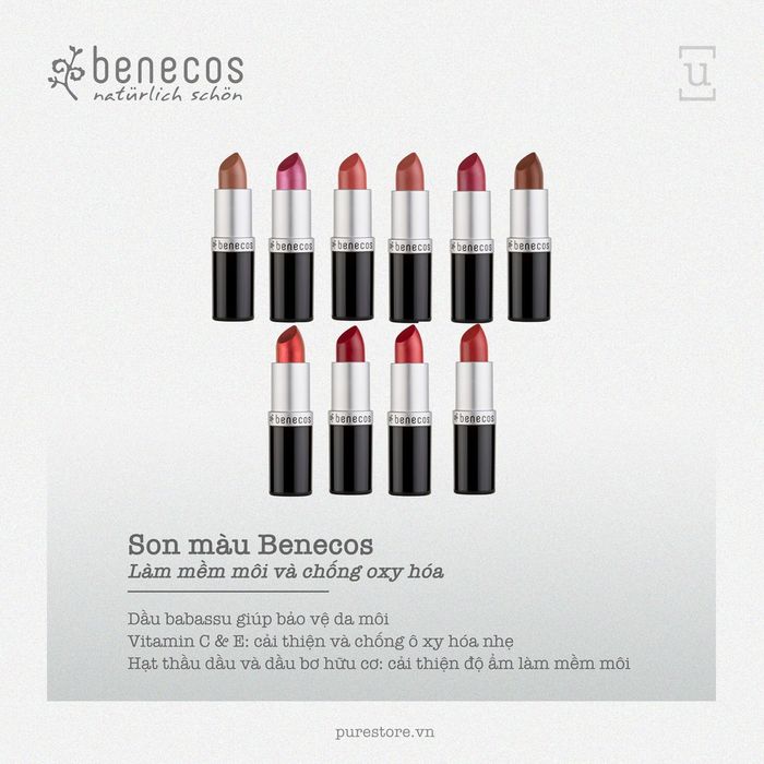 Hình ảnh son Benecos lên màu tự nhiên
