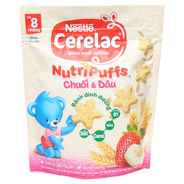 Hình ảnh bánh ăn dặm Nestlé Cerelac Nutripuffs chính hãng (ảnh 1)
