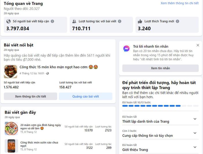 Hình ảnh minh họa chất lượng fanpage từ dịch vụ Trịnh Tình