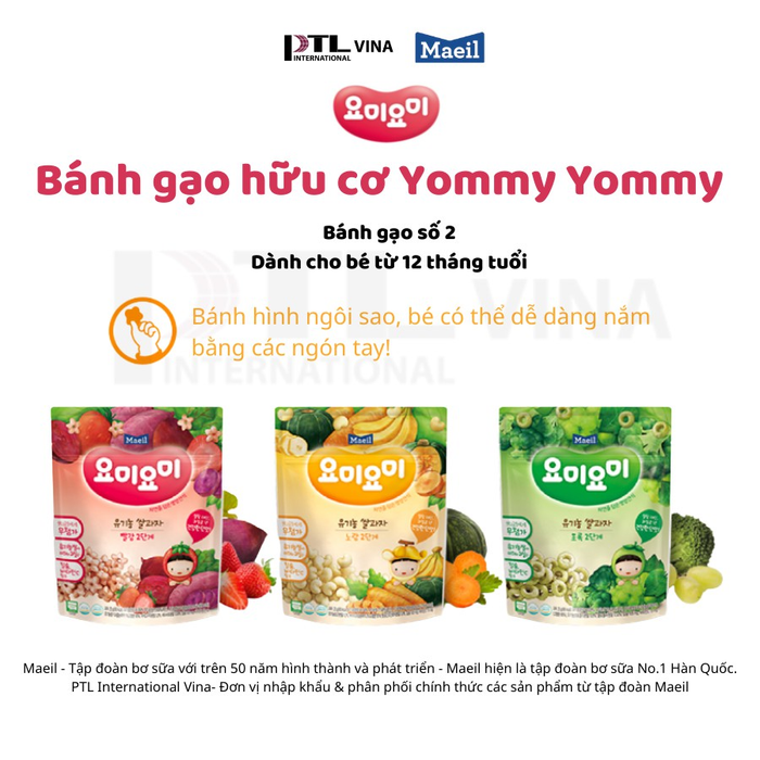 Hình ảnh bánh ăn dặm hữu cơ Yommy Yommy Maeil chính hãng
