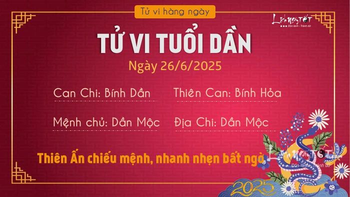 Tử vi hôm nay 26/6/2025 - Tuổi Dần
