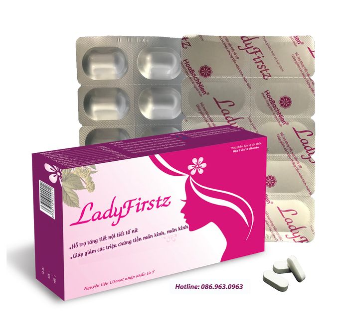 Viên uống LadyFirstz hỗ trợ giảm các triệu chứng tiền mãn kinh, đồng thời làm đẹp da và phục hồi tóc rụng.