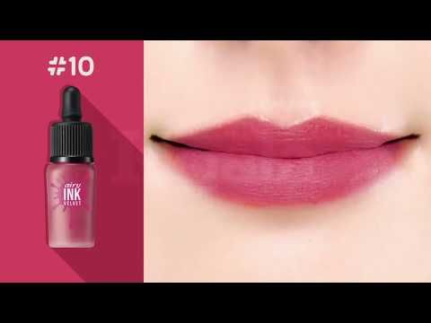 Swatch 5 Màu son Peripera Ink The Airy Velvet - Bộ sưu tập đầy mê hoặc dành riêng cho Thu Đông 2017