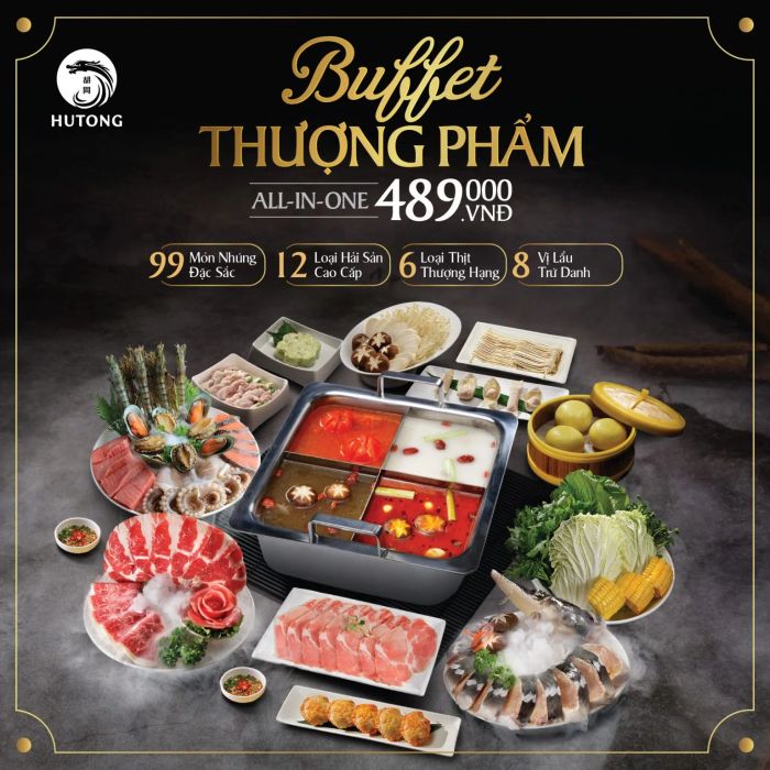 Không gian sang trọng và bàn tiệc lẩu thịnh soạn tại Hutong